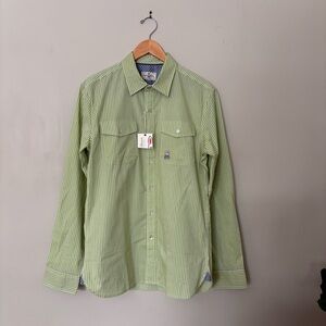 Psycho Bunny Light Green Striped Button Down Shirt NWT!